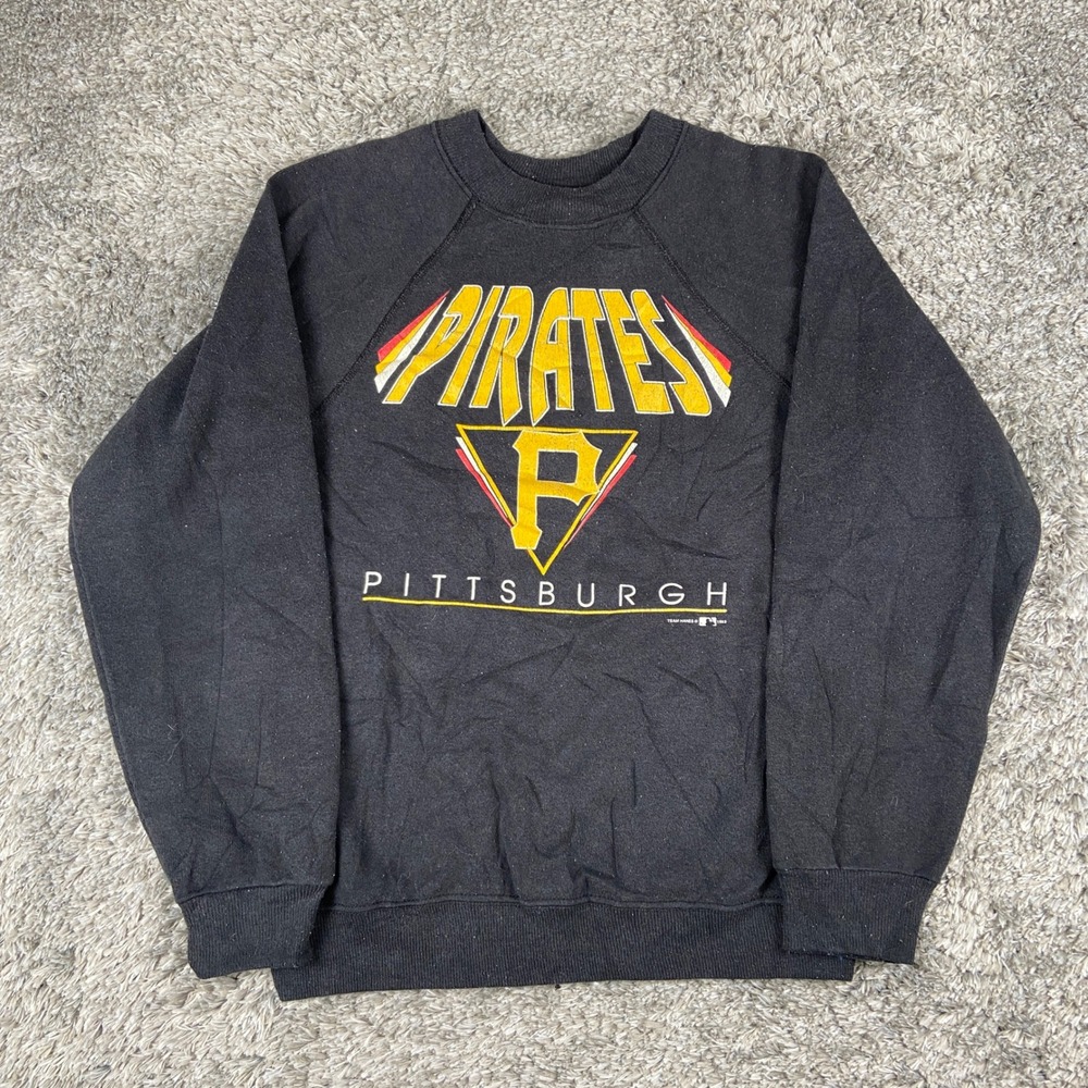 Vintage Hanes Pittsburgh Pirates Crewneck Kids L 14-16 Black Sweatshirt MLB 90s